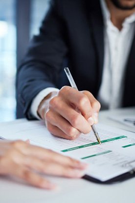 People go over paperwork