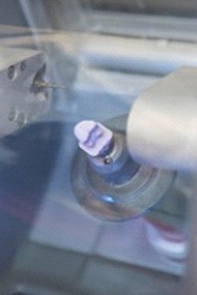 A block of material in an in-house milling unit